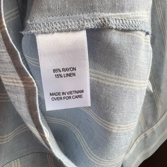 Blue and white striped Fortune & Ivy button up, size large. - Picture 2 of 10